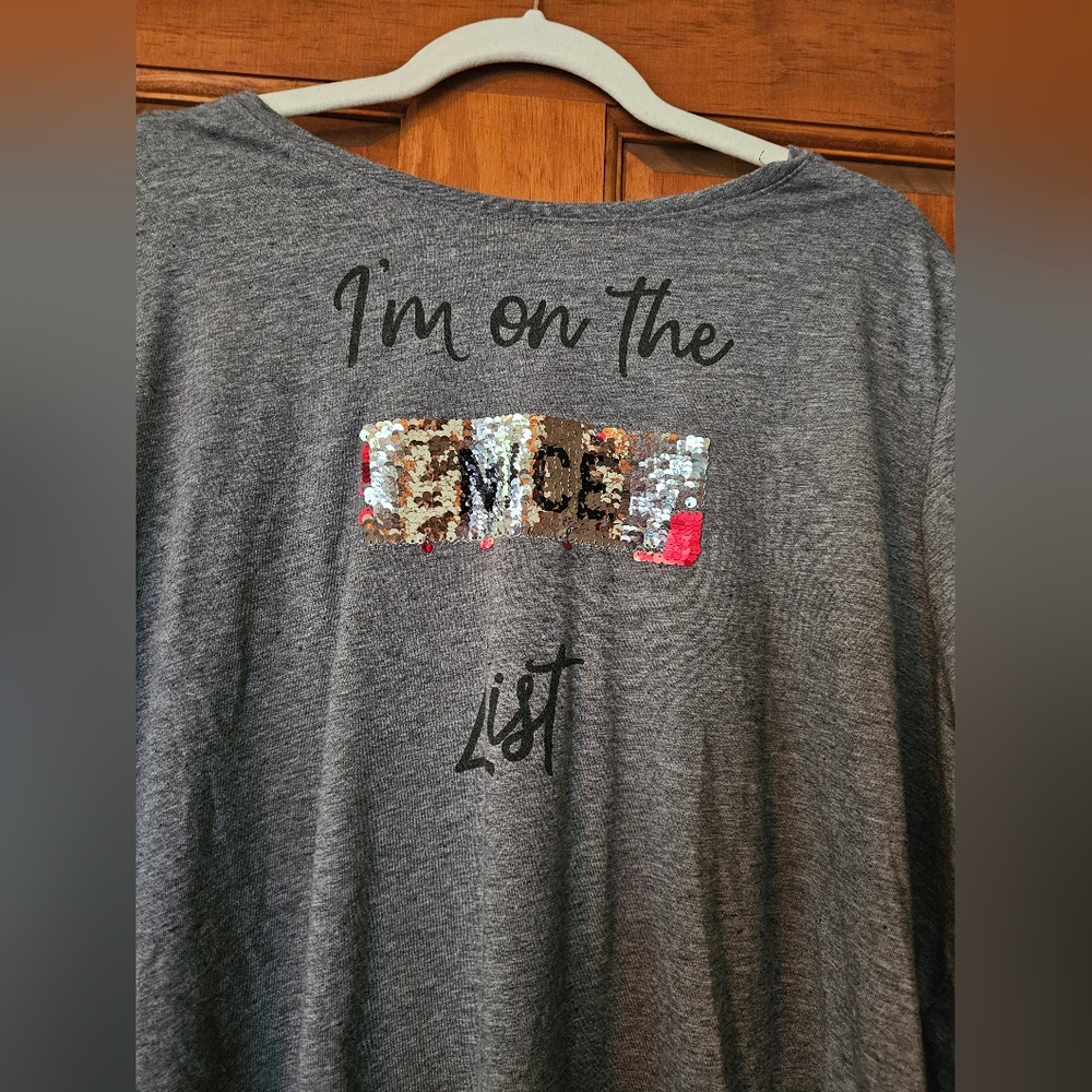 Lane Bryant Gray Sequin Short Sleeve Tee